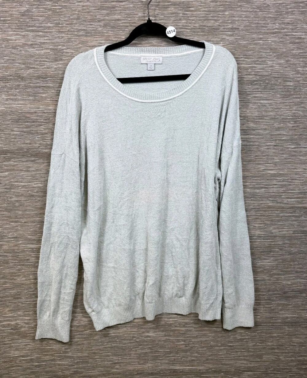 Barefoot Dreams CozyChic Ultra Lite Piped Neck PulloverSweater Sz 1X Gray NEW